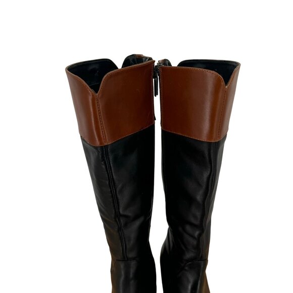 Valdini Womens Daelin Black Brown Leather Boots riding style Block Heel size 9 - Picture 8 of 16